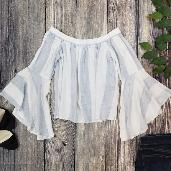 LF Tops - LF | SEEK the Label Striped Off the Shoulder Top